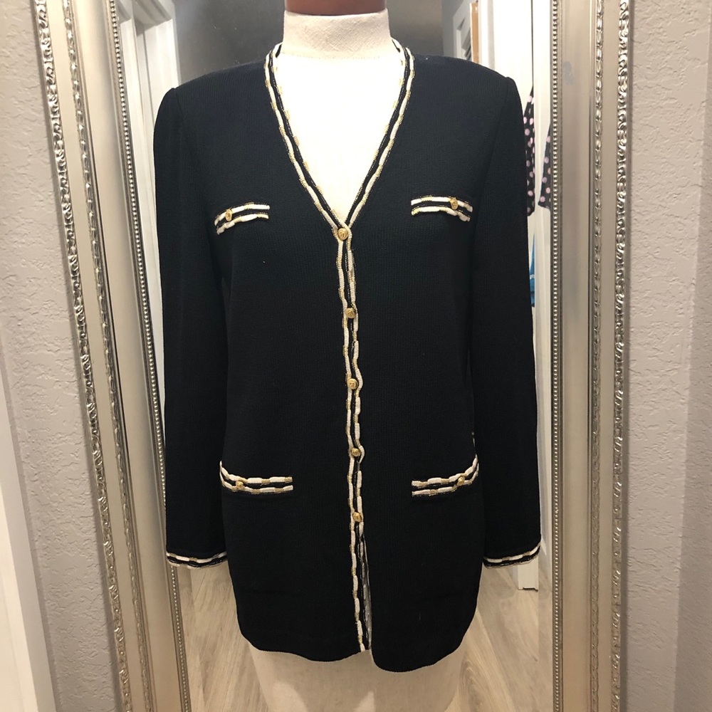 VTG ST. JOHN COLLECTION BUTTON-UP V-NECK SWEATER